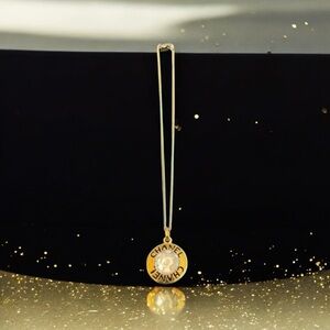 💕VINTAGE CHANEL With ”CHANEL” Filigree Pendant Gold-Plated 16-Inch Necklace